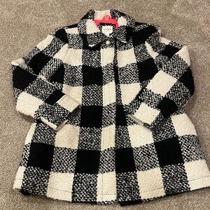Girls Black and White Checkered Coat